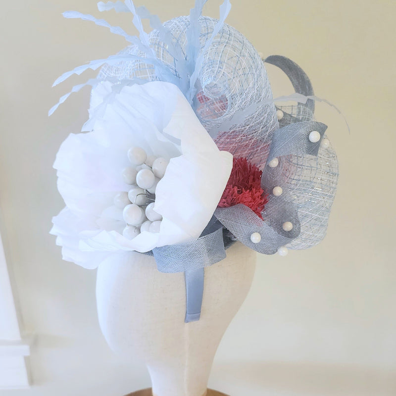 Cream, Periwinkle and Lilac Fascinator