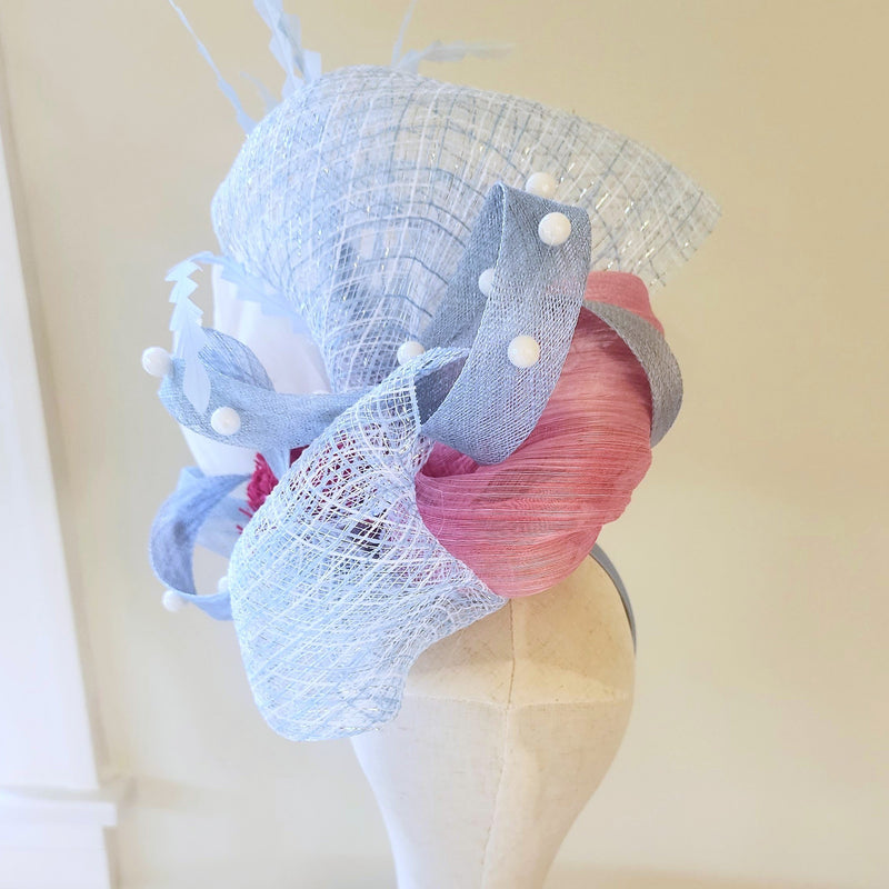 Cream, Periwinkle and Lilac Fascinator