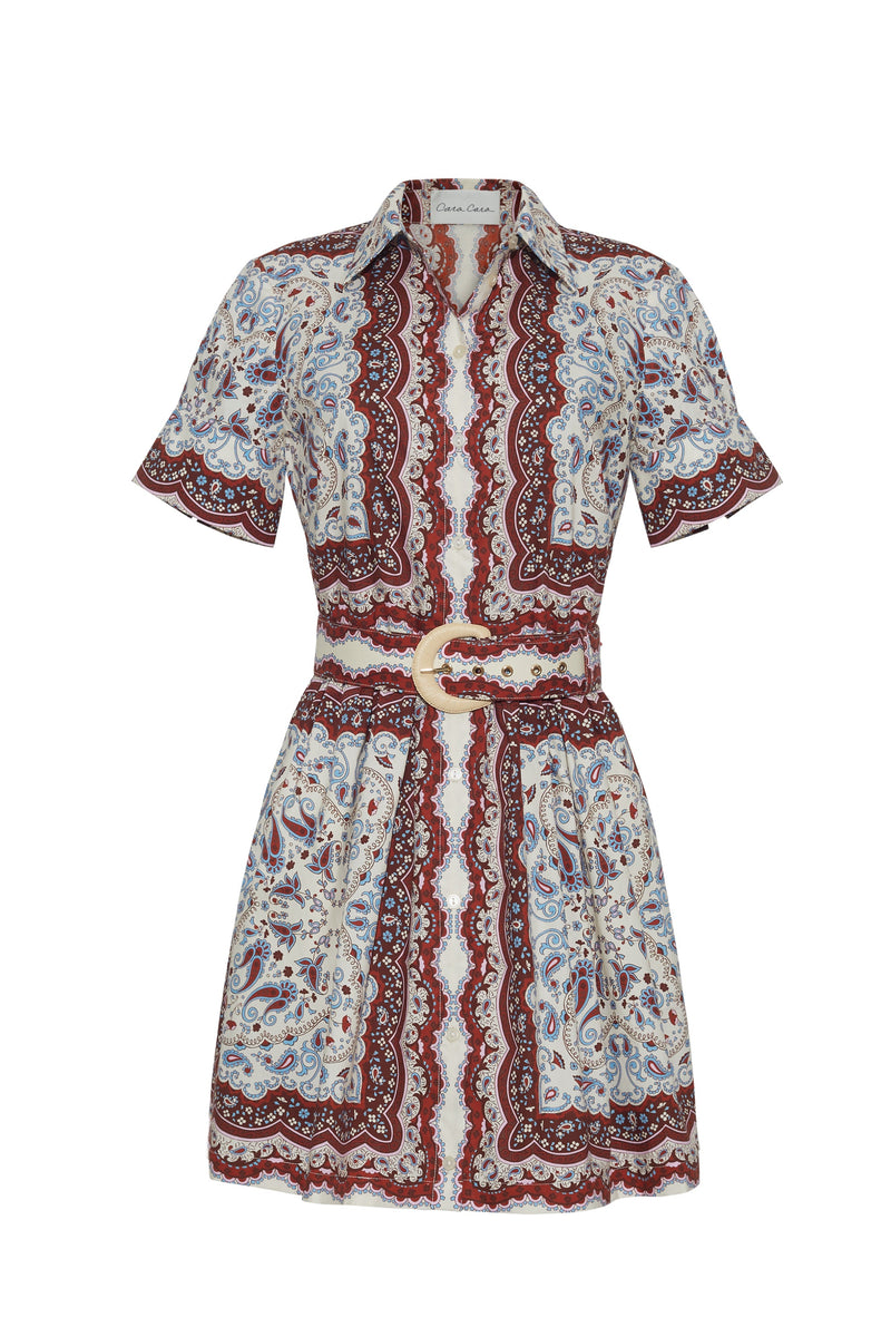 Cara Cara - Malena Mini Dress - Paisley Scarf Ivory