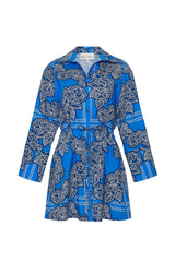 Cara Cara - Henry Dress - Carved Petals Cobalt