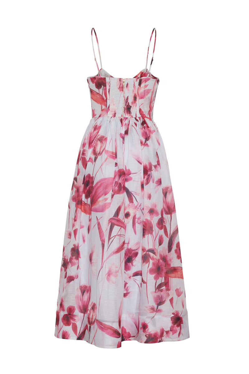 Cara Cara - Alba Midi Dress - Petal Sketch Light Blue