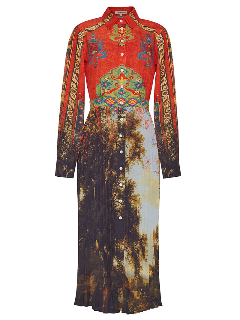 Lingua Franca - Molly Pleated Dress - Landscape Print