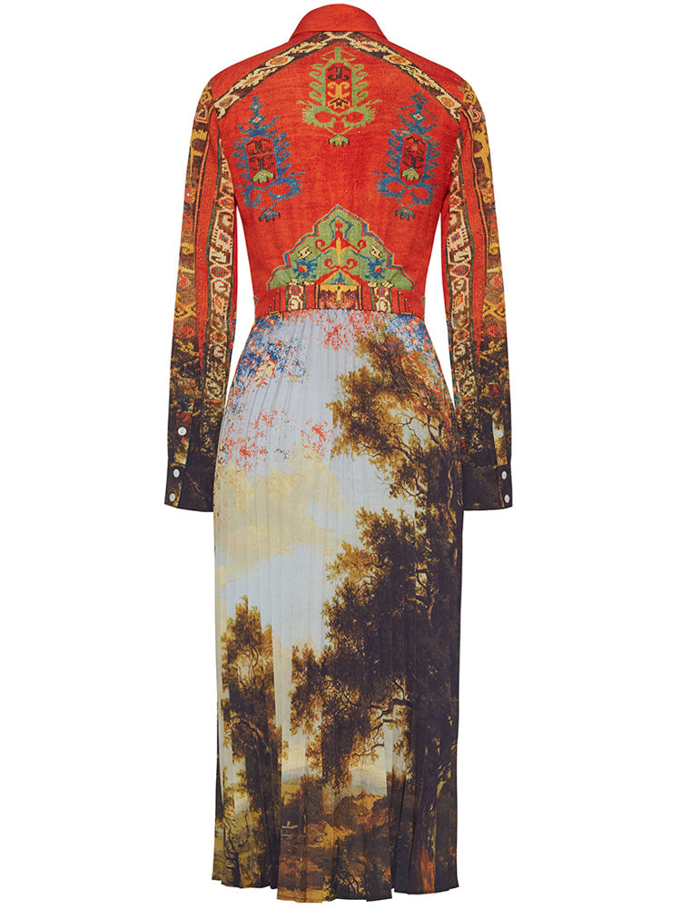 Lingua Franca - Molly Pleated Dress - Landscape Print