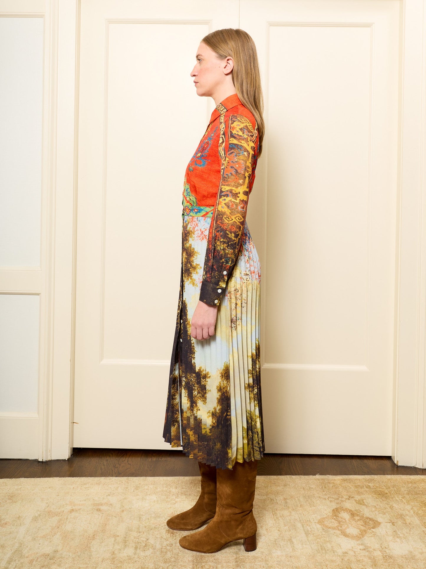 Lingua Franca - Molly Pleated Dress - Landscape Print
