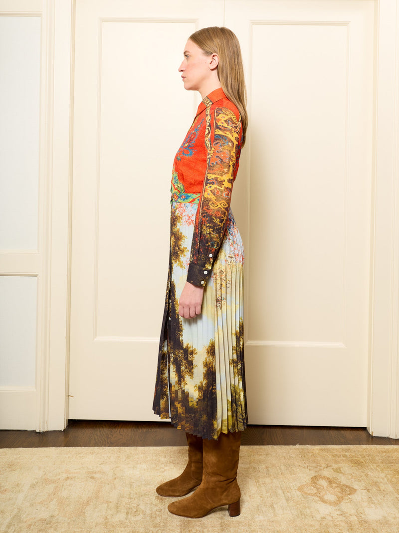Lingua Franca - Molly Pleated Dress - Landscape Print