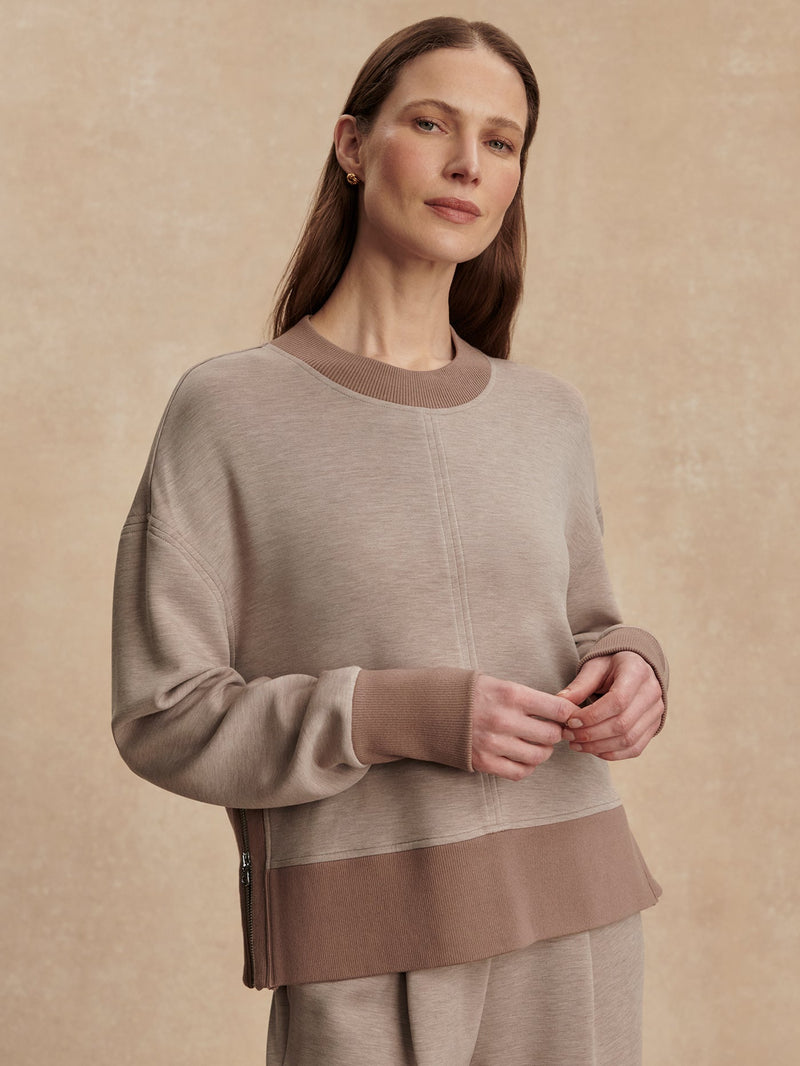 Varley - Philippe Crop Sweat - Taupe Marl/ Ginger Snap
