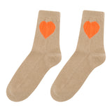 Jumper 1234 Heart Socks in Camel Neon Orange