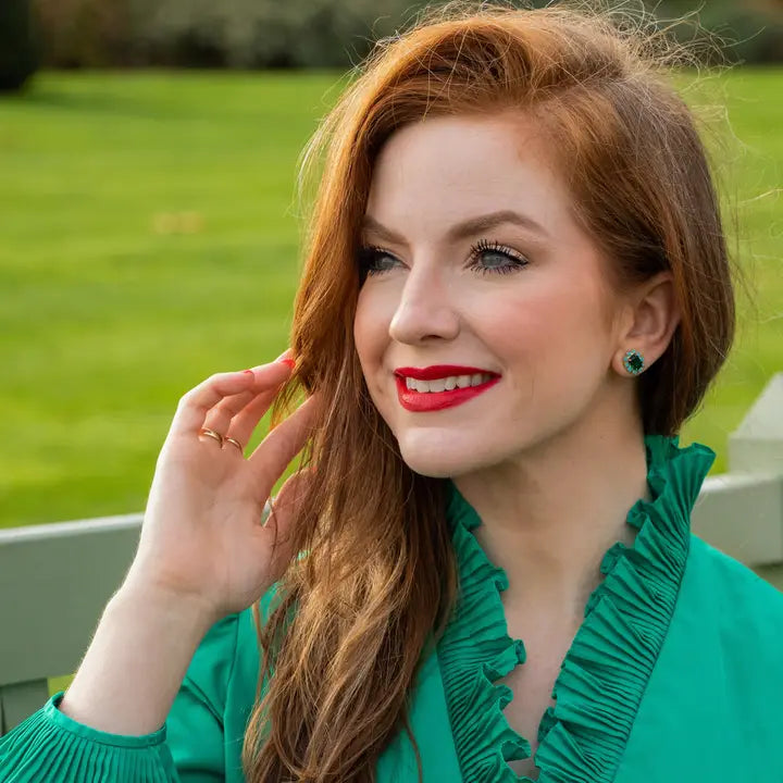 The Pink Reef - Petite Studs - Emerald & Turquoise