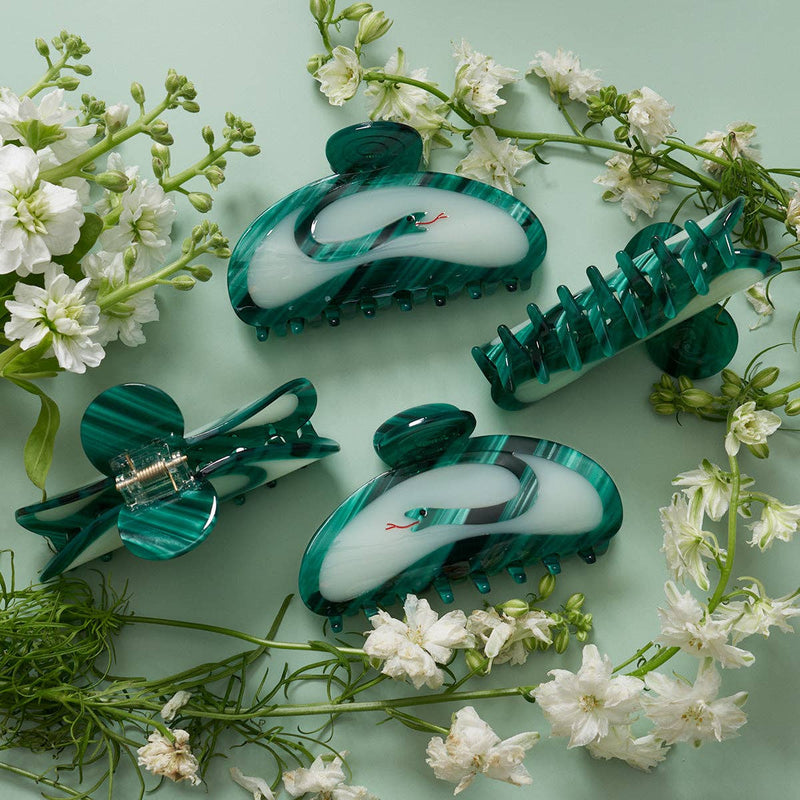 Jade Green Acetate Large Serpent Snake Hair Claw