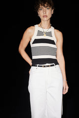The Luma Cotton Knit Tank - Noir Stripe