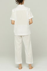 Short Sleeve Cropped Pant PJ Set - White