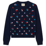 Jumper 1234 Embroidered Floral Crew in Dark Ink Multi