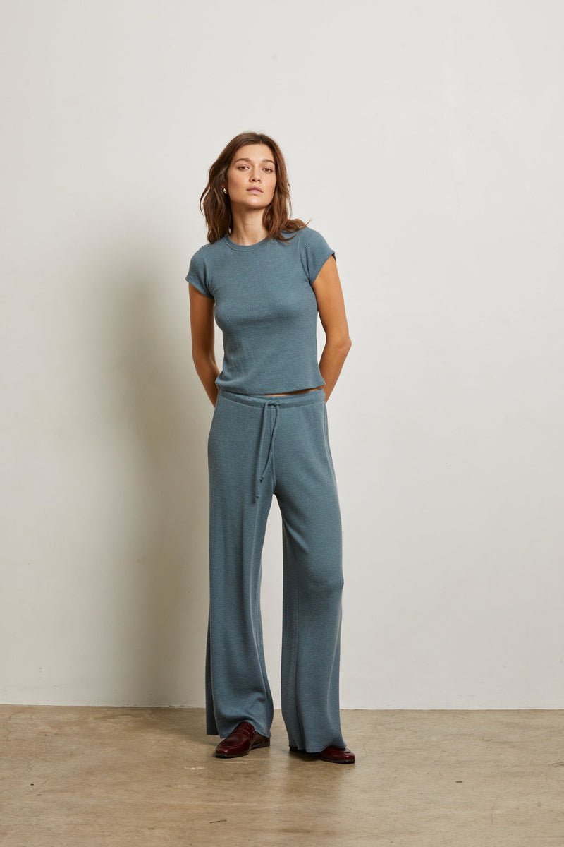 PerfectWhiteTee - Maddie Brushed Waffle Drawstring Pant - Slate
