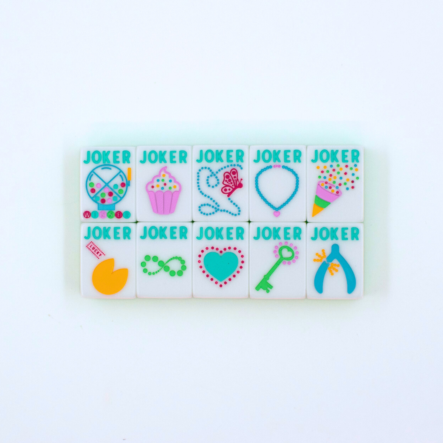 My Fair Mahjong - Crystal Confetti Lemon-Lime | Mahjong with a Sprinkle of Color and Joy | 1.25" x 0.9" x 0.7"