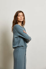 PerfectWhiteTee - Cooper Brushed Waffle Long Sleeve Crew - Slate