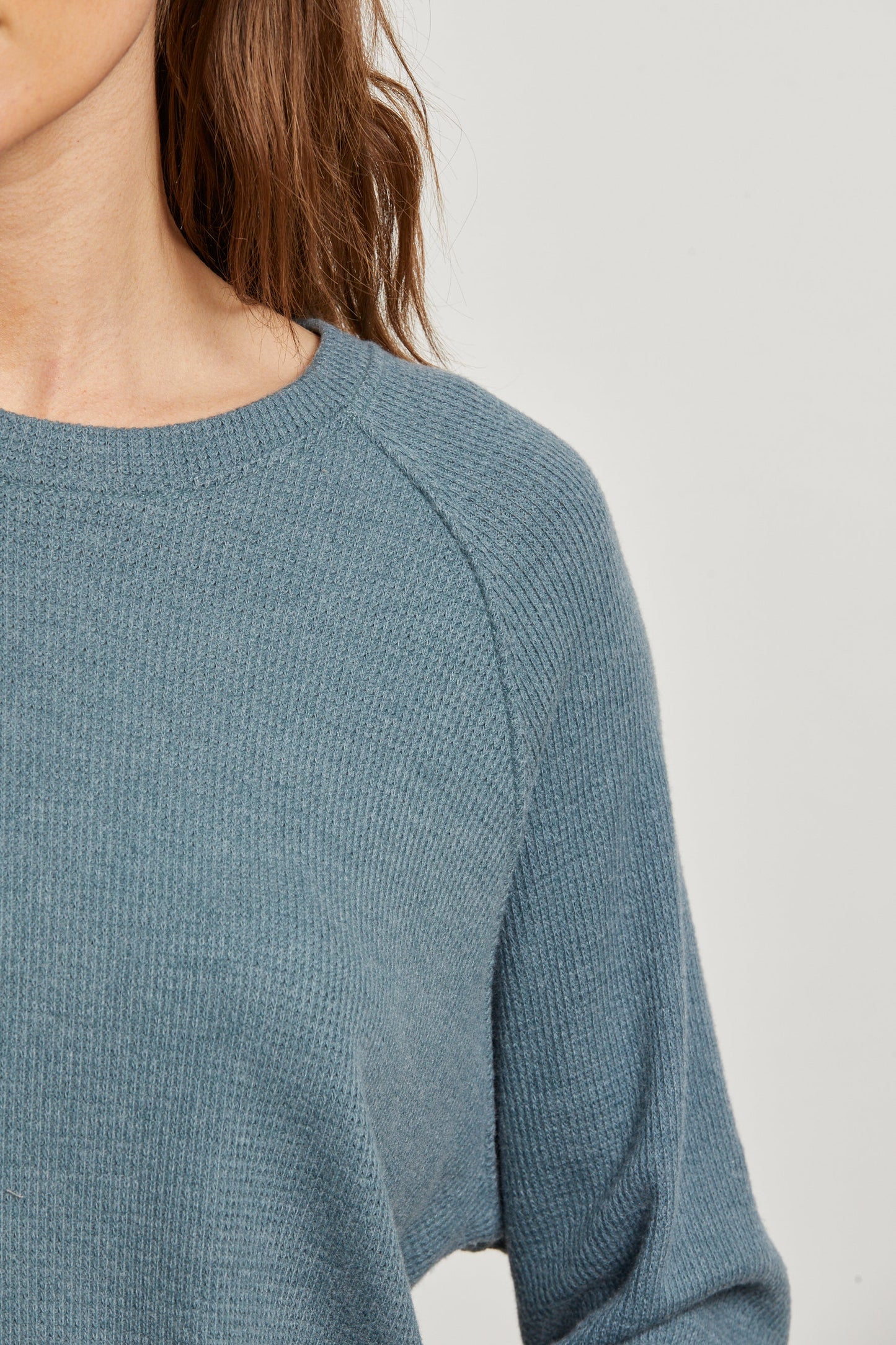 PerfectWhiteTee - Cooper Brushed Waffle Long Sleeve Crew - Slate