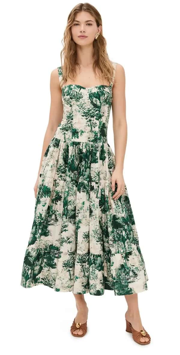 Cara Cara - Santiago Midi Dress - Gardens Green Cara Cara - Santiago Midi Dress - Gardens Green