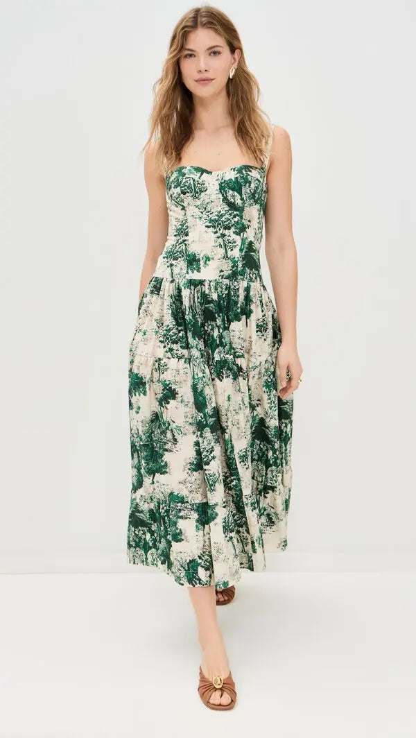 Cara Cara - Santiago Midi Dress - Gardens Green Cara Cara - Santiago Midi Dress - Gardens Green