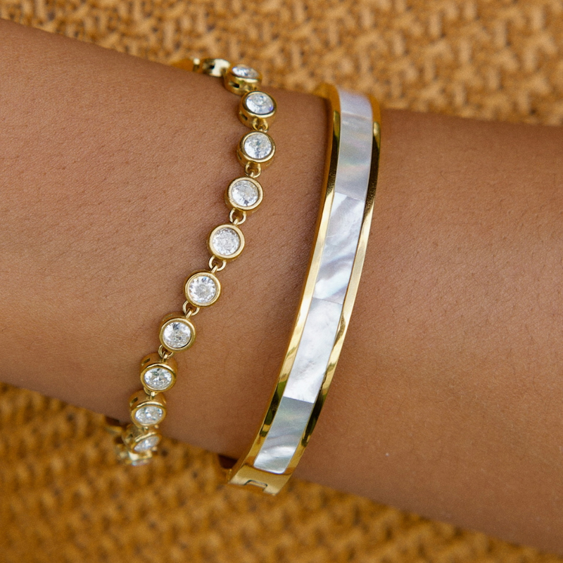 Ellie Vail - Estelle Mother Of Pearl Bangle Bracelet