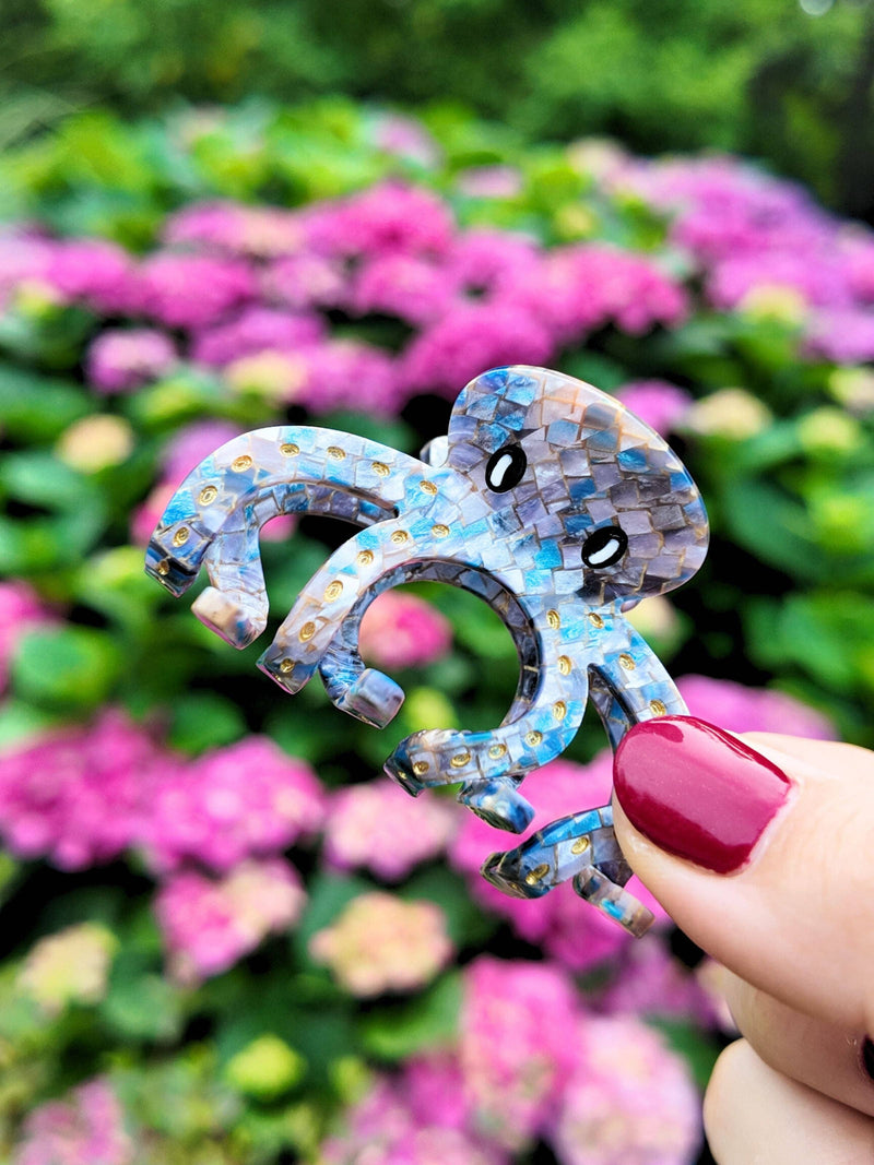 Solar Eclipse - Hand-Painted Mini Octopus Claw Hair Clip | Eco-Friendly