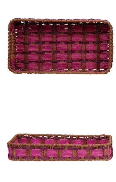 Decorative Woven Paper Rope Tray with Handles