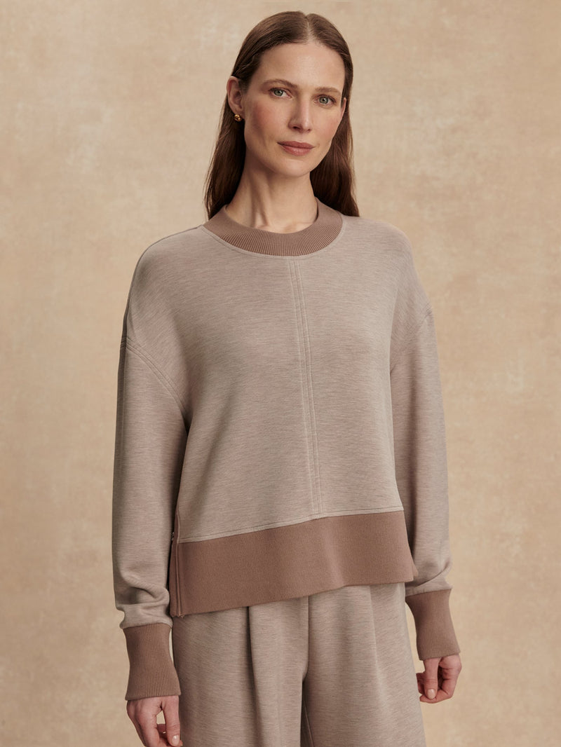 Varley - Philippe Crop Sweat - Taupe Marl/ Ginger Snap