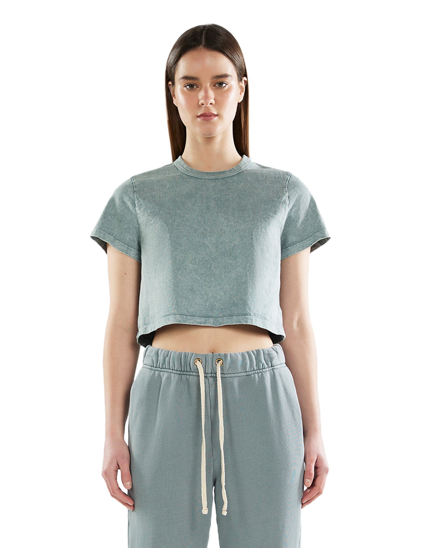 Les Tien - Daria Crop Tee - Slate Grey Mineral