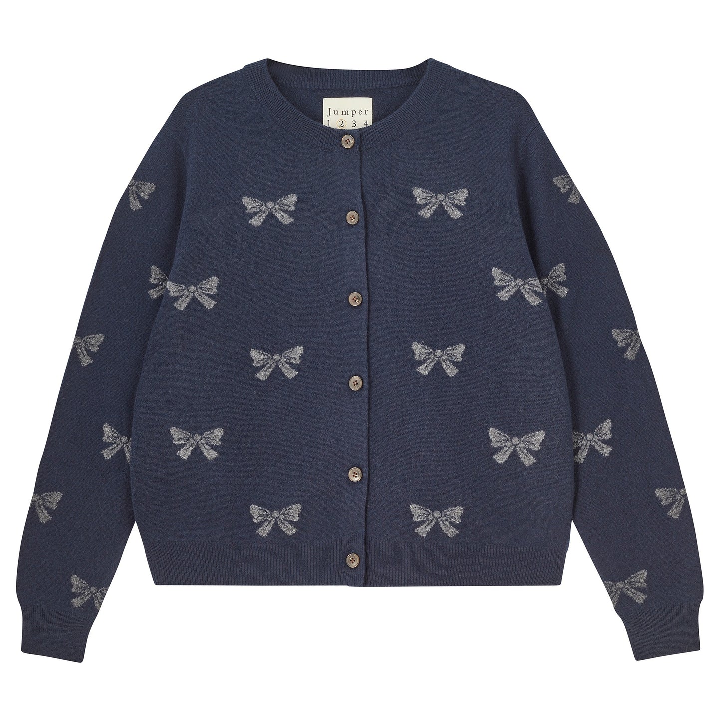 Jumper 1234 - Bow Cardigan - Midnight Navy/Pewter