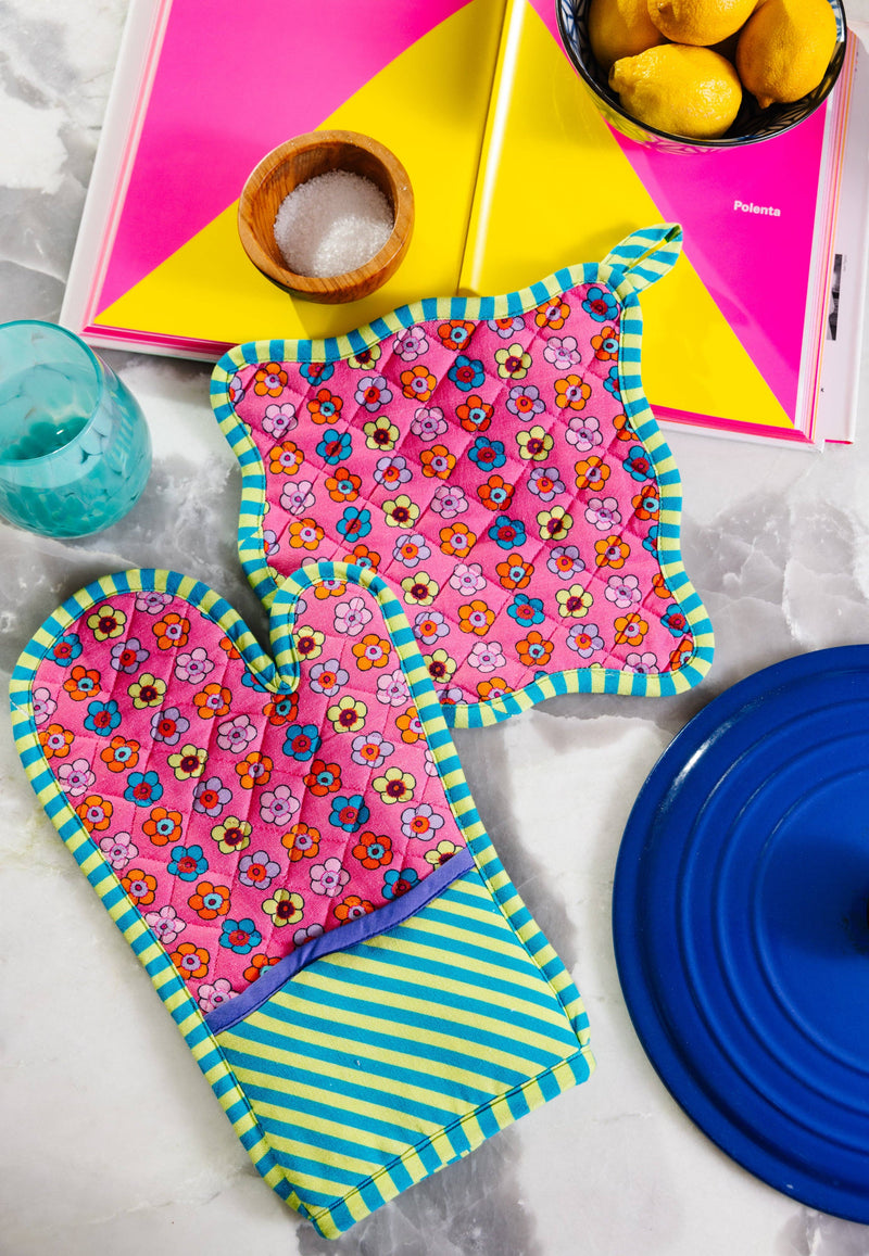 Furbish Studio - Pink Pot Holder & Oven Mitt