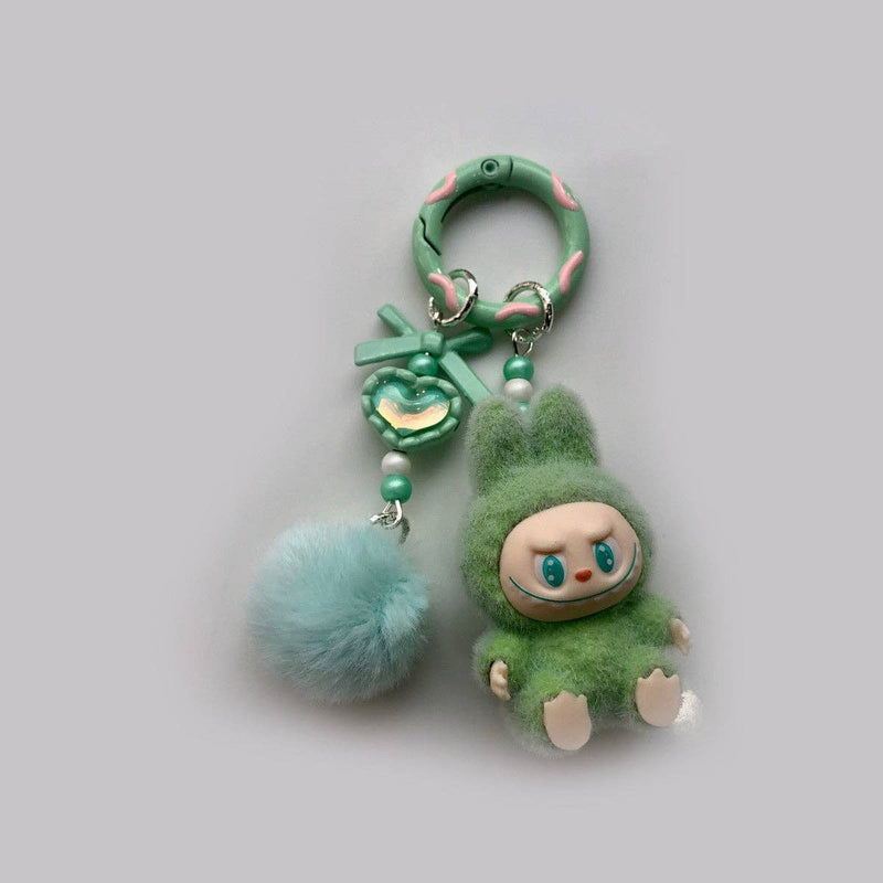 Flocked Mini Cute Monster Heart Keychain
