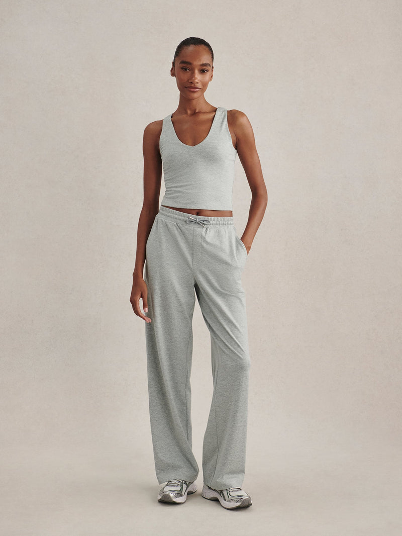 Ruby Cropped Tank in Blue Green Marl on model