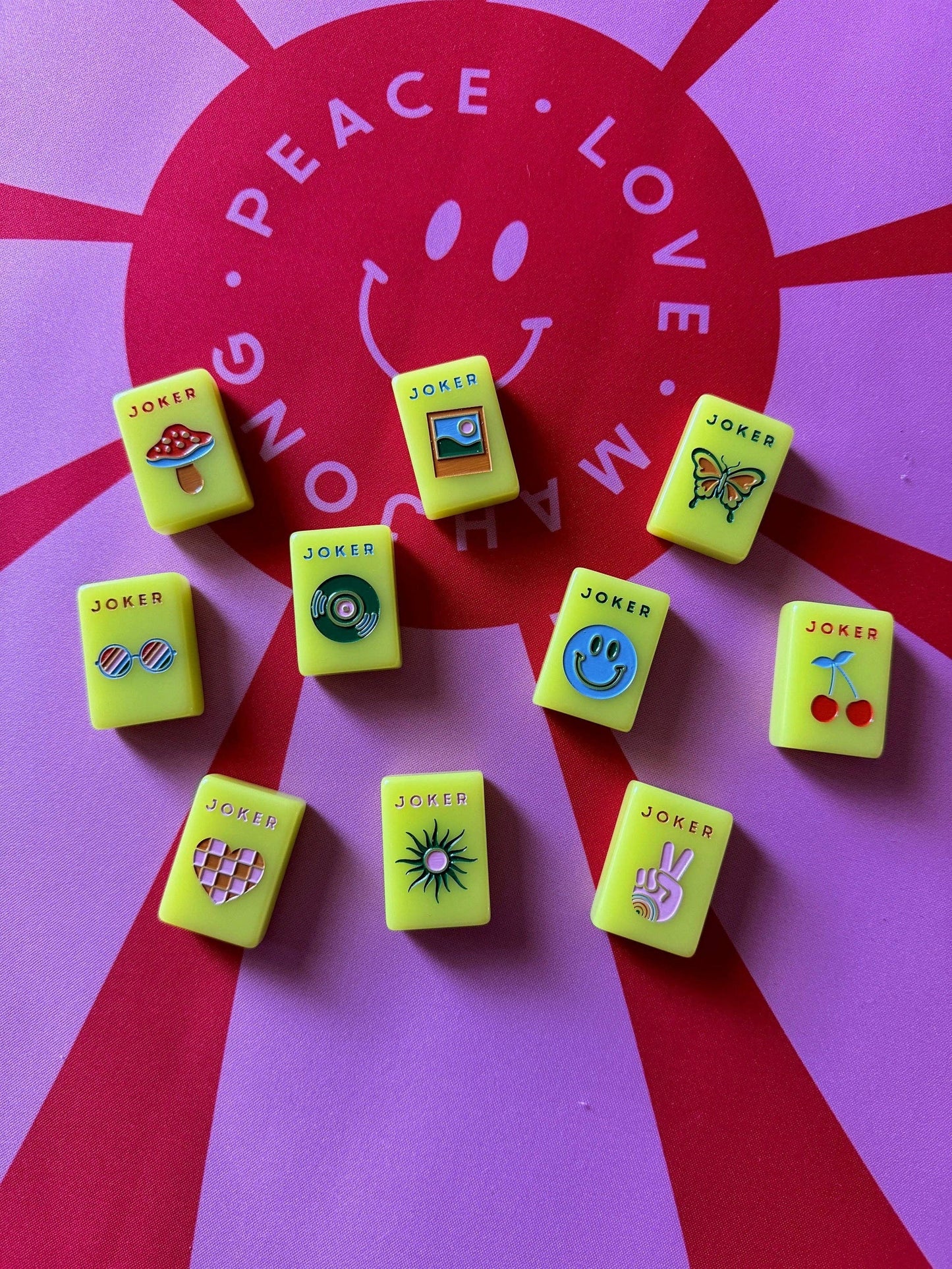 Peace Love Mahjong - Mod Tiles - Chartreuse