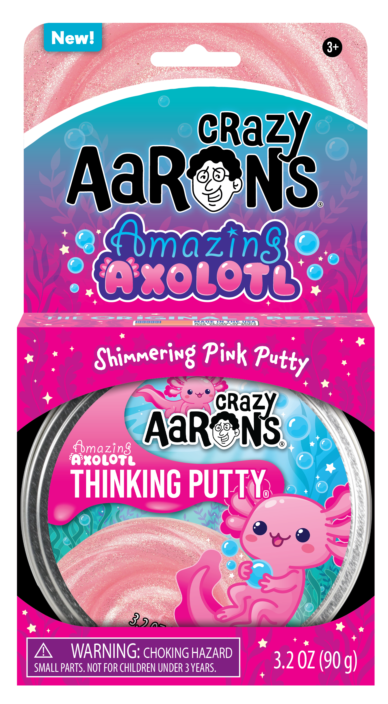 Crazy Aaron's - Amazing Axolotl - Full Size 4" Thinking Putty Tin