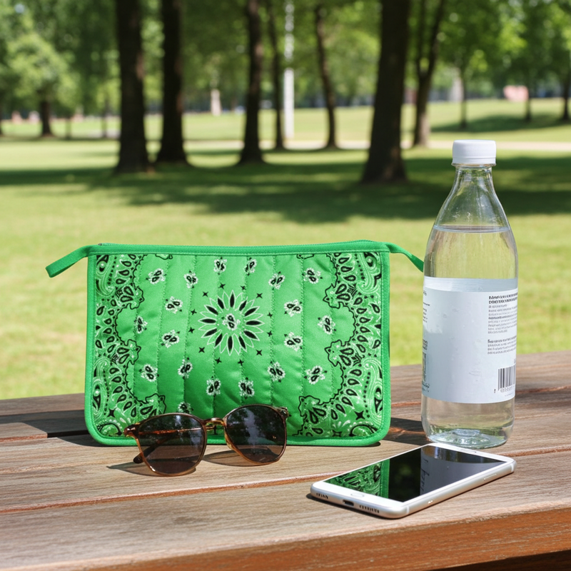 Haute Shore - Bandana Print Pouch -Beau Kelly Green