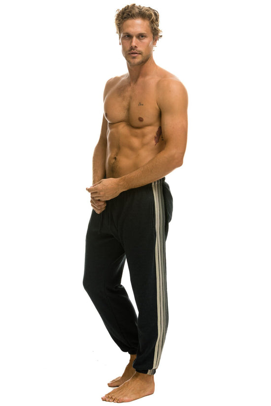 Aviator Nation - Men's 5 Stripe Sweatpants - Charcoal // Grey