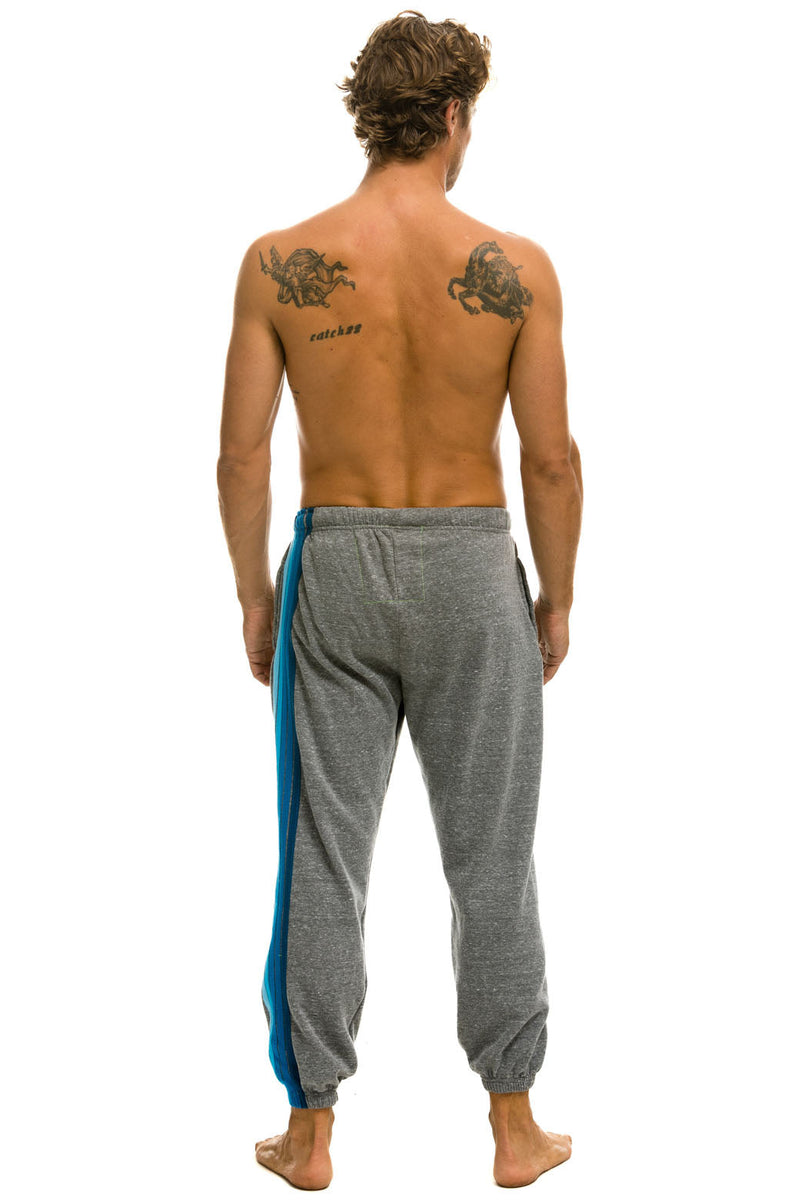 Aviator Nation - 5 Stripe Men's Sweatpants - Heather Grey // Blue