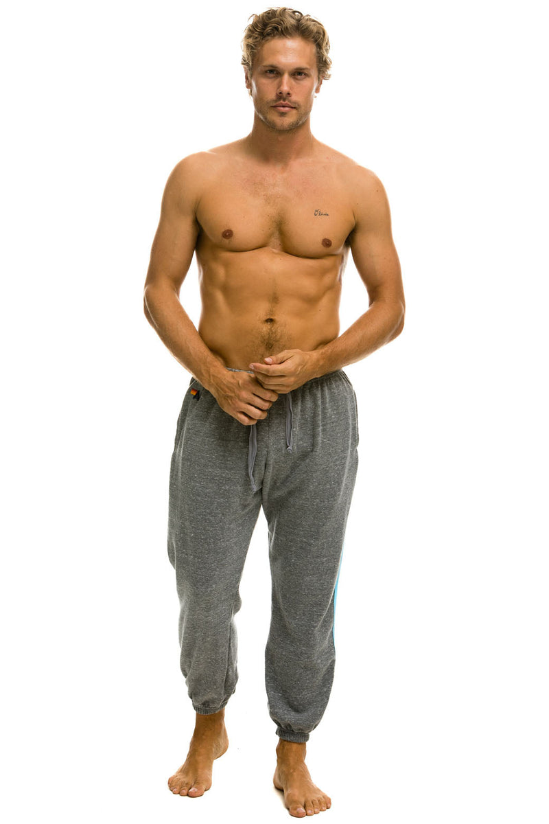 Aviator Nation - 5 Stripe Men's Sweatpants - Heather Grey // Blue