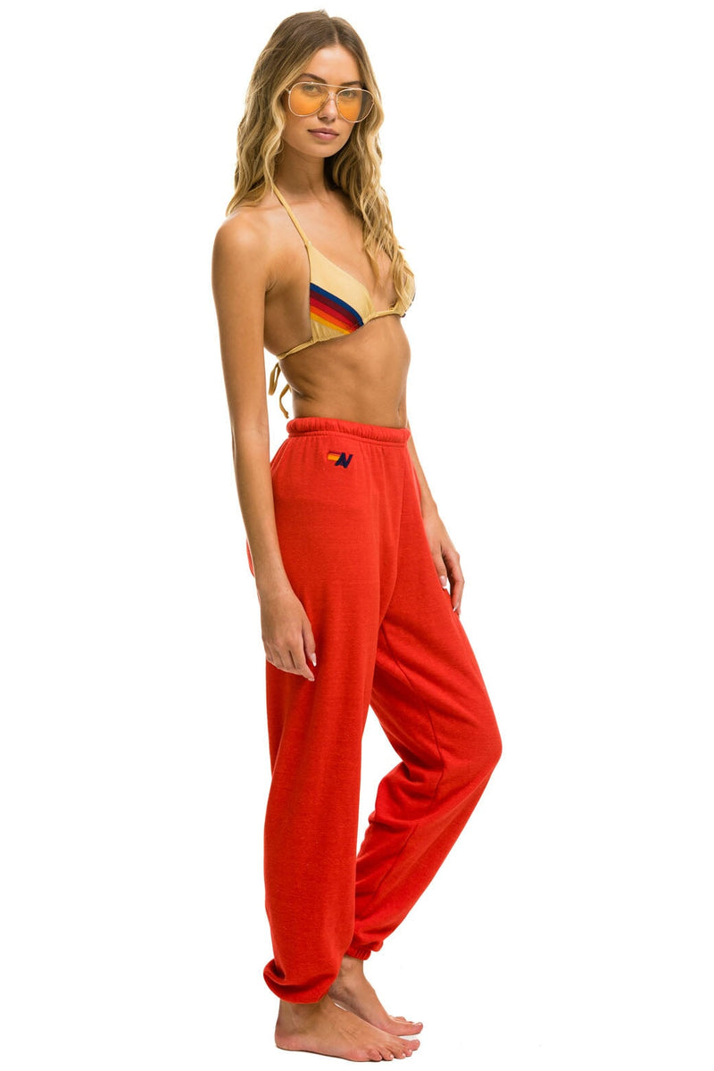 Aviator Nation - 5 Stripe Women's Sweatpants - Red // Neon Rainbow