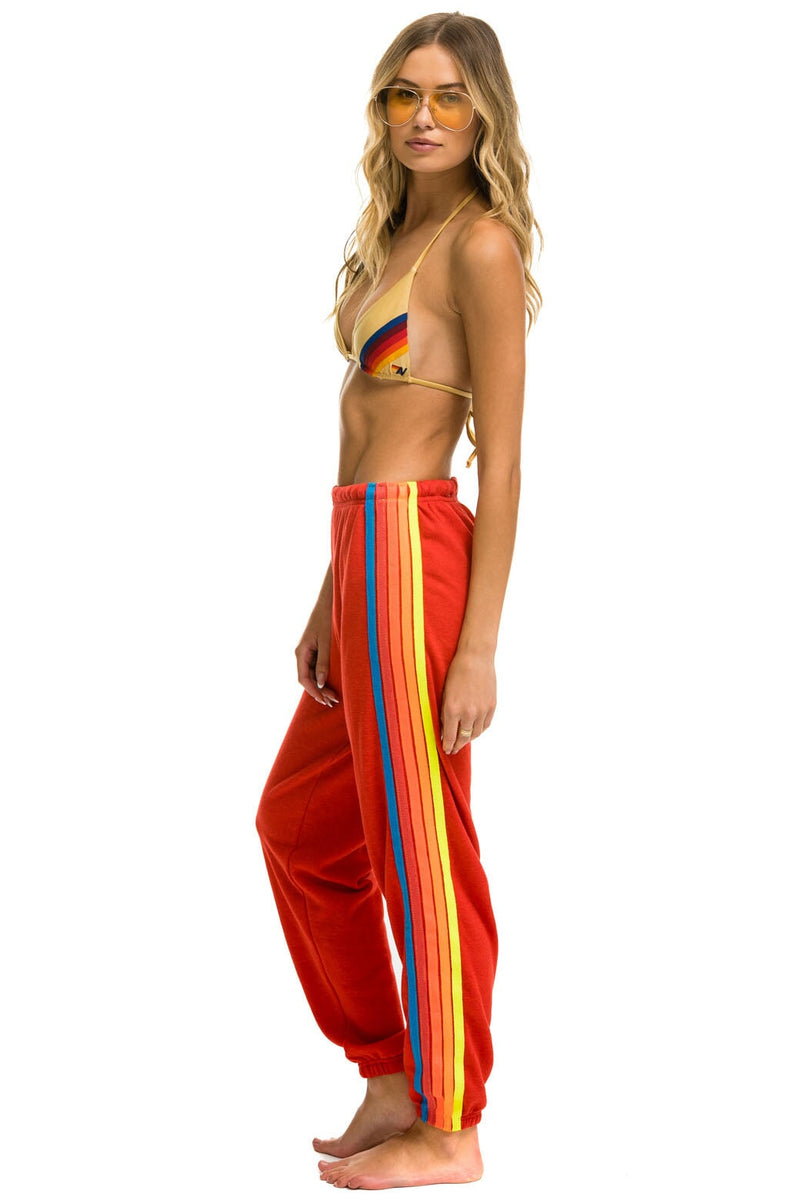 Aviator Nation - 5 Stripe Women's Sweatpants - Red // Neon Rainbow