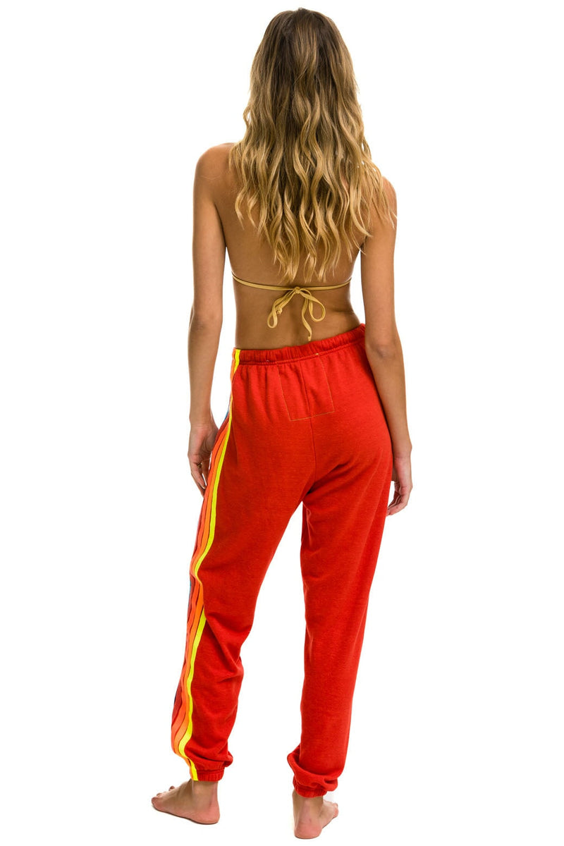 Aviator Nation - 5 Stripe Women's Sweatpants - Red // Neon Rainbow