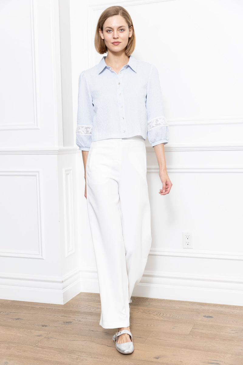 Zero Degrees Celsius - Lace Detail Shirt - Blue/Ivory