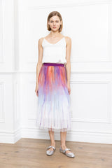 Zero Degrees Celsius - Two Tone Print Pleated Skirt - Multi