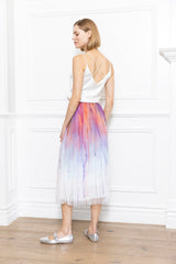 Zero Degrees Celsius - Two Tone Print Pleated Skirt - Multi