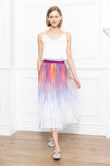 Zero Degrees Celsius - Two Tone Print Pleated Skirt - Multi