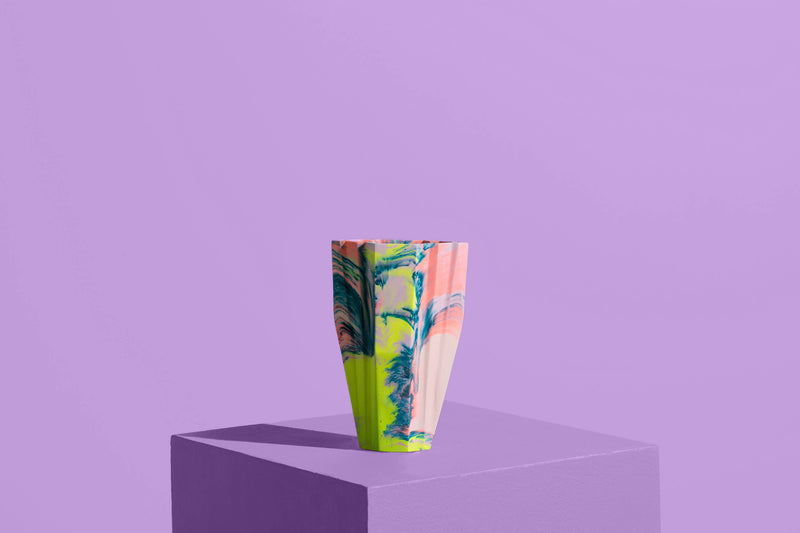 Marbled Jesmonite Vase - Coral, Lilac & Yellow