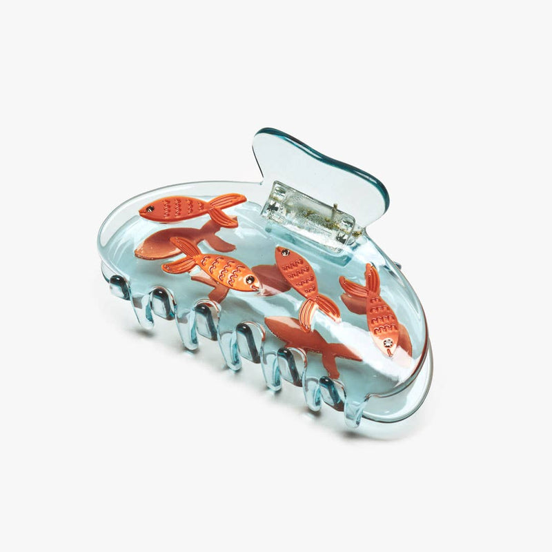 Goldfish Women's Hair Claw in Crystal Clear Blue Acetate