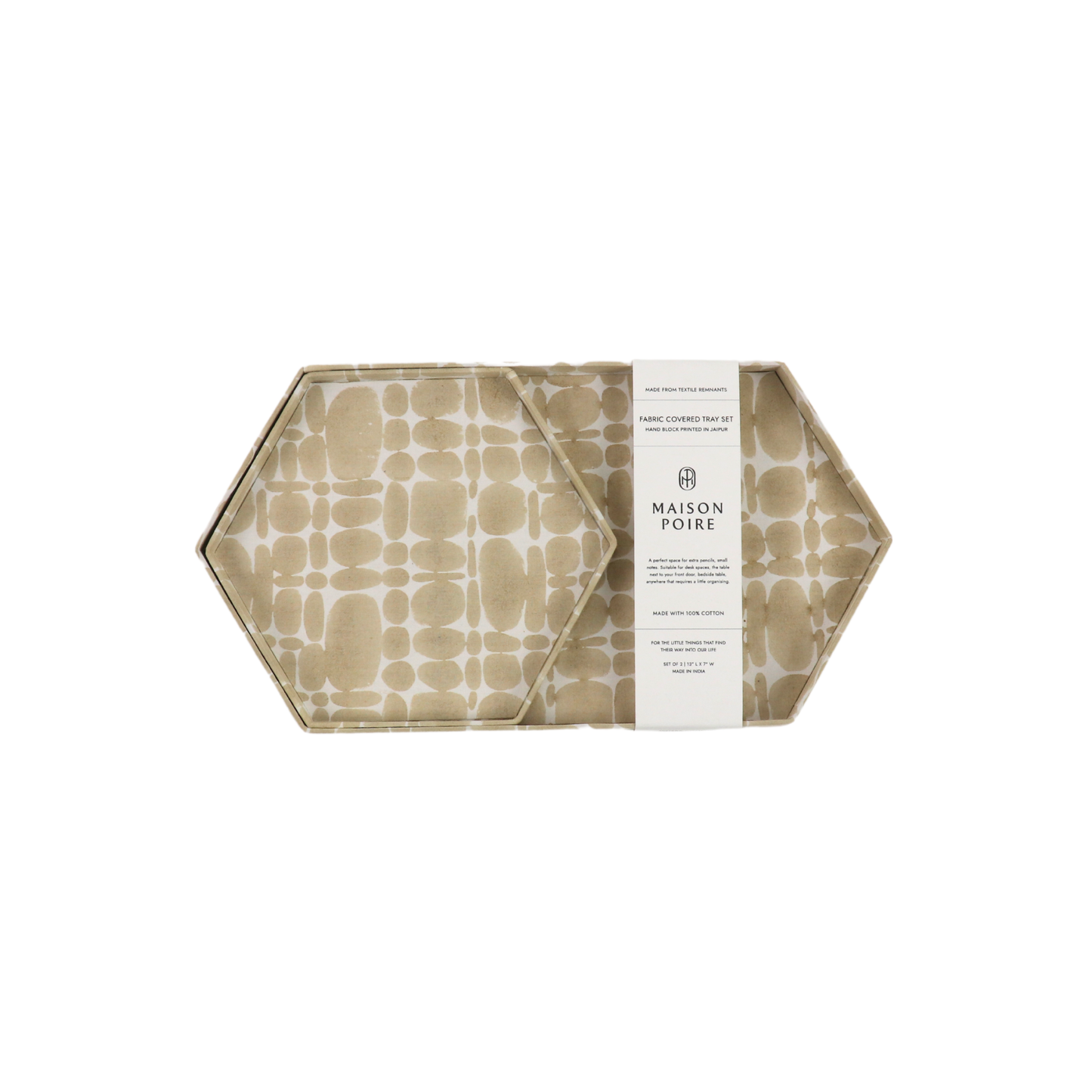 Pierre Hexagon Tray Set, Sand