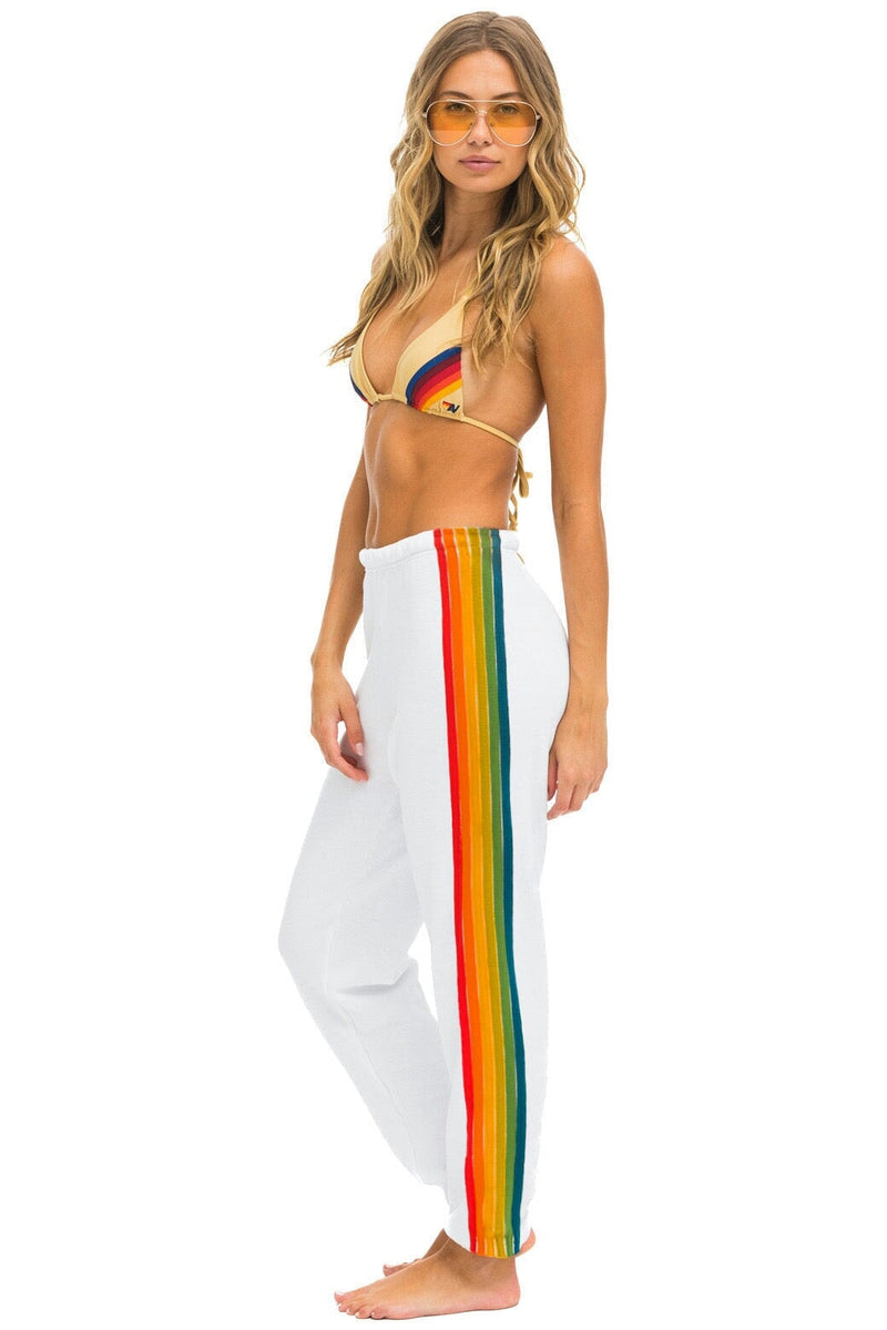 Aviator Nation - 6 Stripe Sweatpants - White//Serape