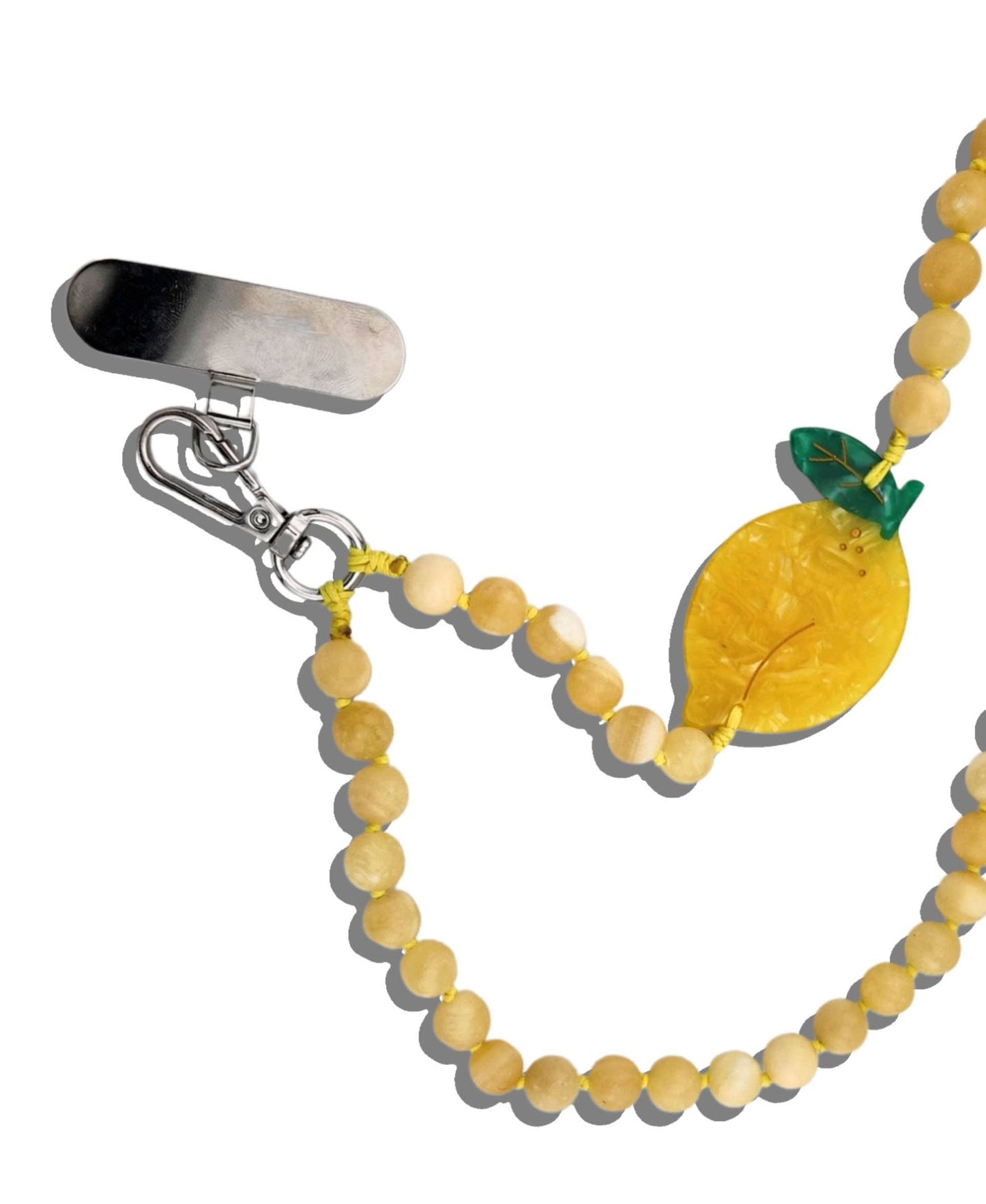 Hand-Painted Lemon Gemstone Bracelet Phone Chain
