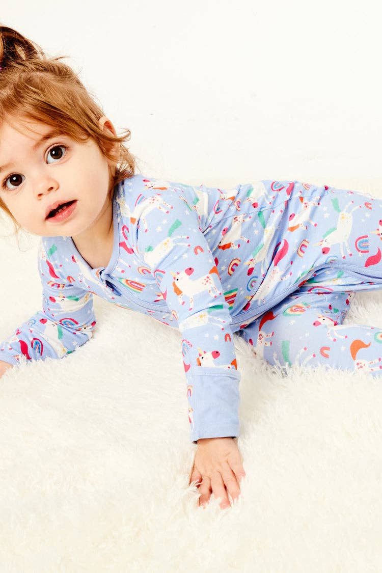Clover Baby & Kids - Soft & Stretchy Zipper Footie - Unicorns
